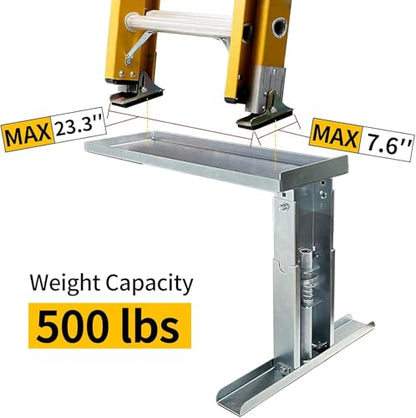 Ladder Extender, Stabilizer & Leveler Pro - Adjustable 9.7-17.6 Inch for Stairs, 500 lbs Capacity, Anti-Slip Design (Silver)