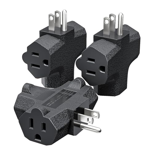 K KASONIC - 3-Outlet Grounding Adapter, [UL Listed] Plug Extender, Heavy-Duty Grounded Power Tap - 3 Pack (Black) - color: Black