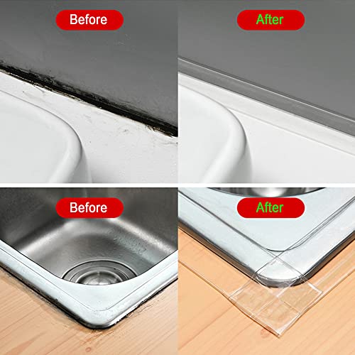 Caulk Tape Self Adhesive,Caulking Tape for Bathroom Sealant Strip Caulk Strip,Waterproof Caulking Sealing Tape for Bathroom, Toilet, Kitchen Countertop,Bathroom,Toilet (Clear-1.5IN-10.5FT-A) - style: Clear-1.5IN-10.5FT-A