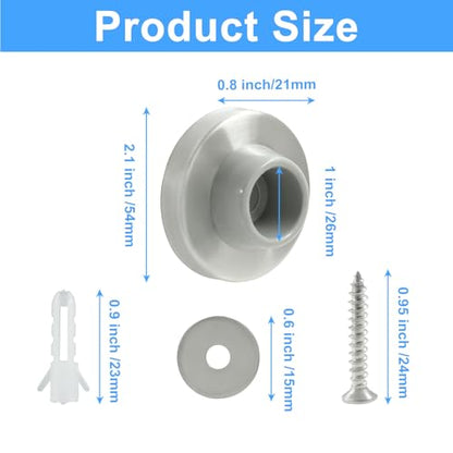 Concave Wall Door Bumper Stop Brushed Satin Nickel, 6 Pcs Stainless Steel Door Stoppers Wall Protector Door Stops, Round Rubber Door Knob Stoppers Wall Protector