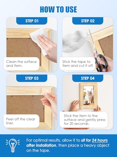 Double Sided Tape Heavy Duty, Transparent Magic Nano Tape, Multipurpose Removable Adhesive Grip Mounting Tape Washable for Carpet, Wall Decor, Hanging Picture, DIY Projects - size: 9.85 FT*1.18 IN
