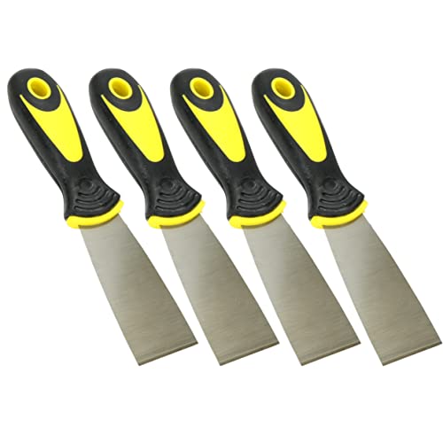 Harrier Hardware 4-Pack Soft Grip Handle Putty Scraper Knife, Flexible Blade, 1.5-inch Wide