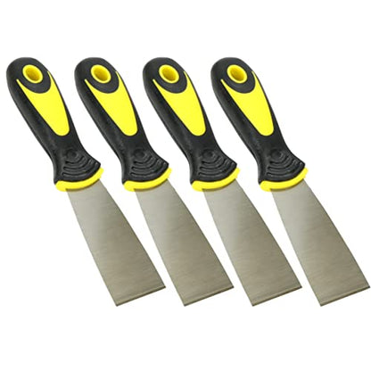 Harrier Hardware 4-Pack Soft Grip Handle Putty Scraper Knife, Flexible Blade, 1.5-inch Wide