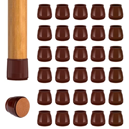 36pcs Round Chair Leg Floor Protectors, Felt Pads Chair Leg Protectors for Hardwood Floors, Silicone Furniture Feet Cups Covers Felt Pads, Prevents Scratches & Reduce Noise, Brown, Small - color: Brown-36pcs, size: Universal S (0.90'' -1.20'')
