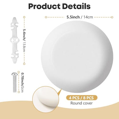 4 Pack Round Electrical Box Cover Hide Hole Ceiling Cover Ceiling Cover Plate for 3-1/2 to 4" Round Octagon Boxes, Covers Ugly Holes Screws, White (4)