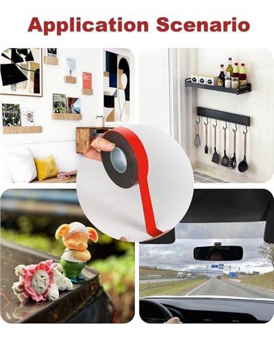 Double Sided Tape Heavy Duty, 1.1mm Thin VHB Double Sided Mounting Tape, 12.5mm x 3m Adhesive Tapes, Extra Strong Waterproof High Temperature Resistant for Car Home Office Decoration - size: 1.25cm*3m