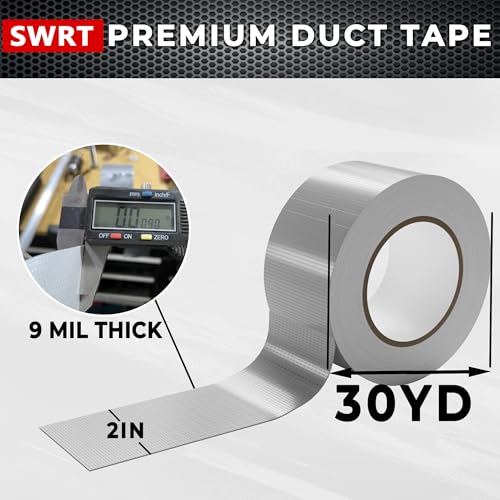 SWRT 24-Pack 9 Mil Silver Heavy Duty Duct Tape Strong Adhesive, 2 Inch x 720 Yd Duct Heavy Duty Waterproof All Weather Gray Duct Tape No Residue Sealing & Patching for Indoor&Outdoor Repair - color: Silver