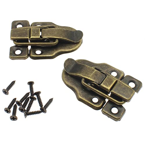 2 Pcs Retro Style Duckbilled Toggle Hasp Latch with Mounting Screws for Repair/Decorative Wooden Jewelry Box(Bronze) - color: Black