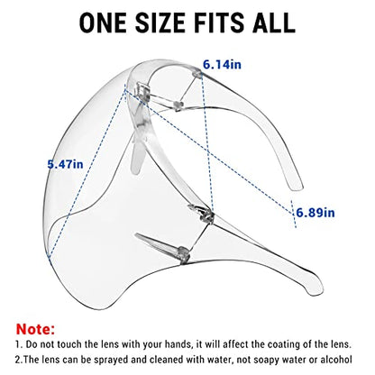 4 Pack Face Shield with Glasses, Face Mask Shield Anti-Fog Clear Ultra Clear Reusable Protective Plastic Face Shield Mask Droplet Splash Guard for Women Men Kids