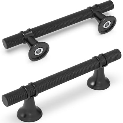 10 Pack 3-3/4 Inch Cabinet Pulls knurled Matte Black Kitchen Cabinet Handles Aluminum and Zinc Alloy Drawer Pulls Solid Cabinet Hardware - color: Matte Black Knurled, size: 3-3/4'' Hole Center(96mm)