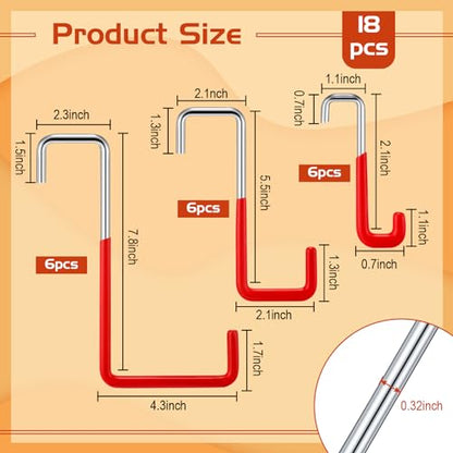 Hotop 18 Pcs Rafter Hanger Heavy Duty Large S Hooks Rafter Hanger for Garage Ladder Bike Fence Storage Organizer S Shaped Hooks(Red) - color: Red