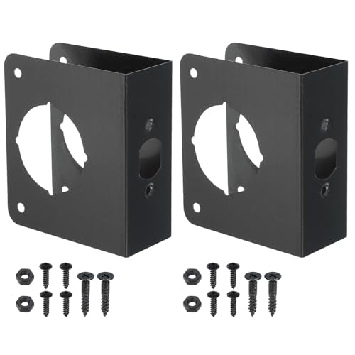 PATIKIL Door Reinforcement Plate, 2 Set Doors Reinforce Repair for 1-3/4" Thick Door 4-1/2" Size Door Knob Lock Latch Deadbolt Cover Plate Home Security, Black - color: Black, size: 1-3/4"; 4-1/2"