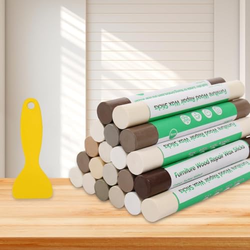 Furniture Markers Touch Up, 20 Colors Wood Filler Sticks, Wood Wax Crayons for Repairing Scratches, Scuffs, Cracks, Holes on Furniture, Floors, Cabinets, Tables, and Doors - Wood Veneer Series - color: Wood Veneer Series