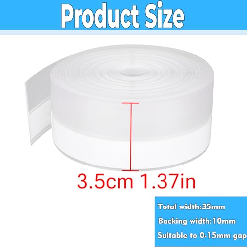 Weather Stripping Door Seal Strip 33 Feet Strip Bottom Draft Insulation Stopper Weatherproof Soundproof for Door Frame or Window Sealer Bathroom Shower Glass Gaps - size: 35MM*33 FT