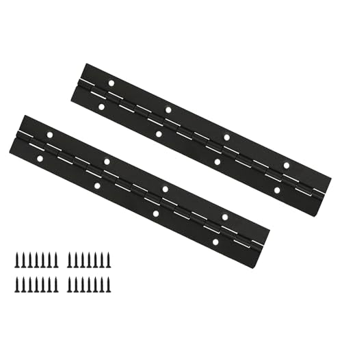 DRENIS 8 Inch 304 Black Stainless Steel Heavy Duty Continuous Piano Hinges, 0.05" Thickness 2" Open Width Folding Furniture Hinges with Screws for Cabinet Door Box DIY Projects (2 Pack) - size: 8IN-2IN-2PACK