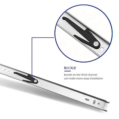 6 Pairs of 24 Inch Hardware 3-Section Full Extension Ball Bearing Side Mount Drawer Slides,100 LB Capacity Drawer Slide - color: Zinc Plated, size: 24 Inch