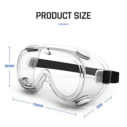 Safety Goggles Medical Goggles Fit Over Eyeglasses Anti-Fog Safety Glasses Clear Lab Goggles chemistry Protective Eyewear ANSI Z87.1