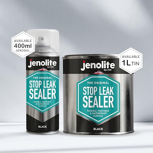 JENOLITE Stop Leak Sealer Spray - Instant Waterproof Sealant Spray - Fills, Seals & Stops Leaks | Perfect for Gutters, Flat Roofs, Waste Pipes, and More - Black, 400ml (14 Ounces) - style: Black - 400ml (Pack of 1)