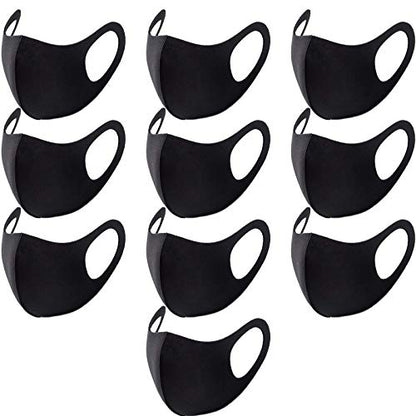 10PCS Kids Black Face Mask Covers with Elastic Ear Loop Cover Full Face Anti-Dust, Unisex, Washable, Breathable, and Reusable (Kids) - style: Kids