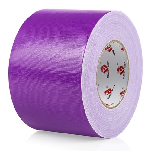 BOMEI PACK 4 Inches Purple Duct Tape,Wide Roll,9 Mil Heavy Duty Colored Duct Tape,4 Inch x 60 Yards,Strong,Flexible,All Weather and Tear by Hand,Residue Free for Home Art Craft Repairs - color: Purple