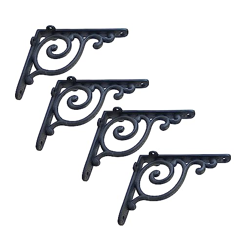 NACH Decorative Shelf Brackets, 4 Pack of 5.3 x 4.3 x 1.2 inch, Antique Metal Shelf Brackets - Shelf Support Bracket for Wall - Victorian Shelf Bracket