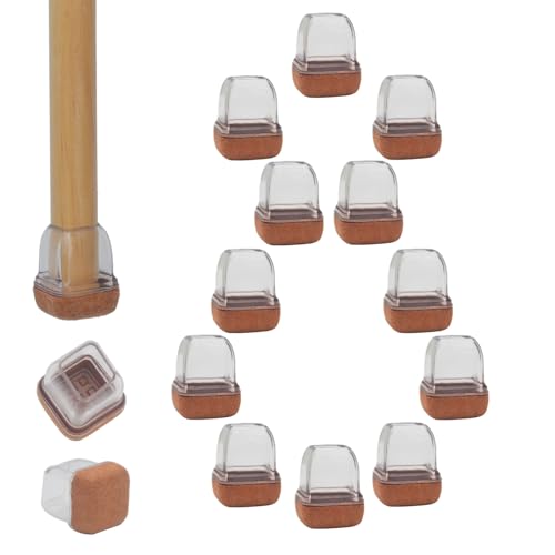 8 Pcs Extra Small Chair Leg Floor Protectors for Hardwood Floors - Clear Silicone Chair Leg Caps, Felt Floor Protectors for Chairs, Square Chair Leg Covers to Protect Floors(Fit: 0.5"-0.8") - size: X-Small