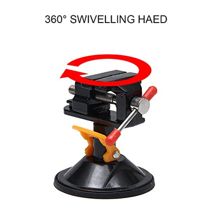 Universal Mini Table Bench Screw Clamp Engraving Table Vice 360 Rotatable Adjustable Table Vise Suction Cup Base for Jewelry Watch Walnut