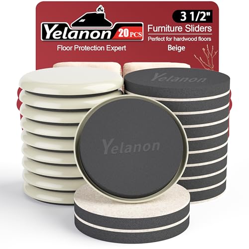 Yelanon Furniture Sliders, 20pcs-3 1/2” Felt Furniture Sliders for Carpet, Furniture Pads Hardwoods Floors, Heavy Furniture Movers Sliders, Reusable Moving Pads, Floor Protectors for Carpet - size: 10pcs 3.5'' sliders & 10pcs 3.5'' felt sliders