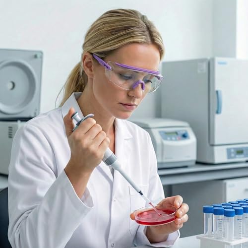 UNCO- Safety Goggles Over Glasses with Clear Wraparound Lens, Lavender Arms, Anti Fog Safety Glasses for Men and Women, Protective Eyewear
