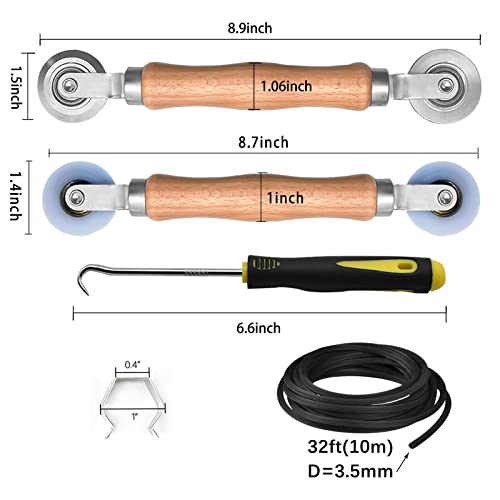 BAYTORY Upgrade Window Screen Repair Kit, Steel/Nylon Roller Tool with Bearing, Spline Removal Hook, 32ft Retainer Spline and 12pcs Screen Clips Replacement for Installing Door Mesh Screens - style: Nylon & Stainless Steel & Screen Holder Clips & Spline &