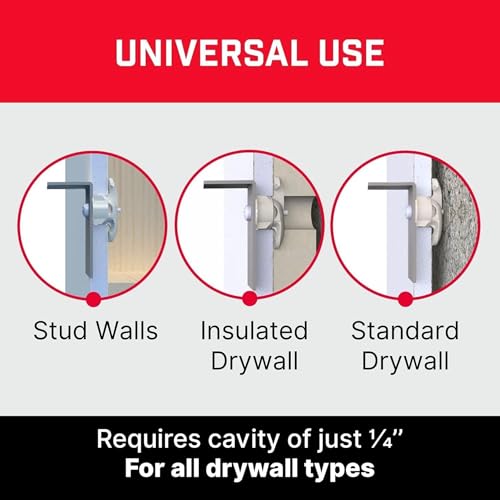 Bullfix Drywall Anchors and Screws Kit - 6 Pack, Holds 255lbs, Heavy Duty Drywall Anchors for Shallow Hollow Cavity with 13/16" Drill Bit, Dry Wall Screws, Heavy Duty Dry Wall Kit - size: 6 Pack