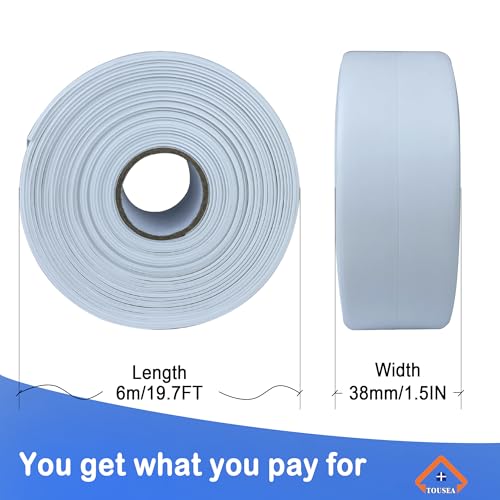 TOUSEA White Caulk Tape for Bathtub Self Adhesive,1.5" x 19.7Ft Caulk Strip for Toilet, Tub, Wall Edge -Decorative Wall Trim & Peel and Stick Backsplash Finisher - Renter Friendly, Easy Install - style: White-1.5IN-19.7FT-A