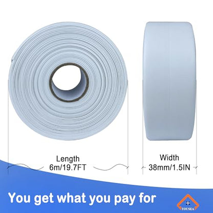 TOUSEA White Caulk Tape for Bathtub Self Adhesive,1.5" x 19.7Ft Caulk Strip for Toilet, Tub, Wall Edge -Decorative Wall Trim & Peel and Stick Backsplash Finisher - Renter Friendly, Easy Install - style: White-1.5IN-19.7FT-A