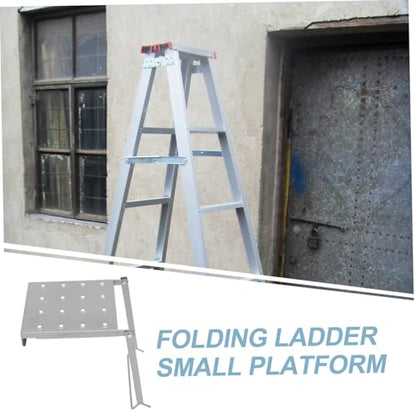 Holibanna Portable Iron Work Platform Sturdy Folding Ladder Holder Integrated Tool Tray for Easy Access Various Work Environments Platform for Home and