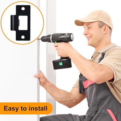 5PCS Universal Door Strike Plate，Replacement Lock Strike Plate T Strike Deadbolt with Screw，Stainless Steel Deadbolt Covers Door Reinforcement Kit for Interior Exterior Door Use(Black)
