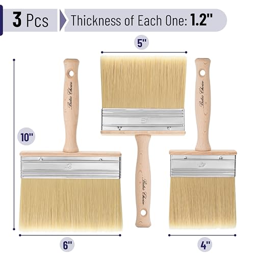 Bates- Deck Stain Brush Set, 4”, 5” and 6”, Stain Brushes for Wood, Deck Stain Applicator, Deck Brush, Wide Paint Brush, Large Paint Brushes, Wood Stain Brush, Masonry Brush, Wood Stain Applicator