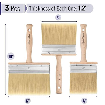 Bates- Deck Stain Brush Set, 4”, 5” and 6”, Stain Brushes for Wood, Deck Stain Applicator, Deck Brush, Wide Paint Brush, Large Paint Brushes, Wood Stain Brush, Masonry Brush, Wood Stain Applicator