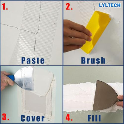 LYLTECH Drywall Joint Tape- 5.7in X 100 ft,13 MESH,100% Fiberglass,Heavy-Duty Self-Adhesive Wall Crack and Seam Patch
