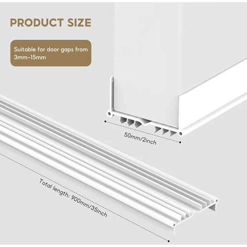 Upgrade Vinyl Door Seal Strip Bottom 35×2 Inch Adjustable Door Sweeps Door Draft Stoppers for Bottom of Door Easy to Install Under Door Weather Stripping, Blocks Dust/Insects/Noise