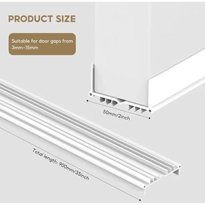 Upgrade Vinyl Door Seal Strip Bottom 35×2 Inch Adjustable Door Sweeps Door Draft Stoppers for Bottom of Door Easy to Install Under Door Weather Stripping, Blocks Dust/Insects/Noise