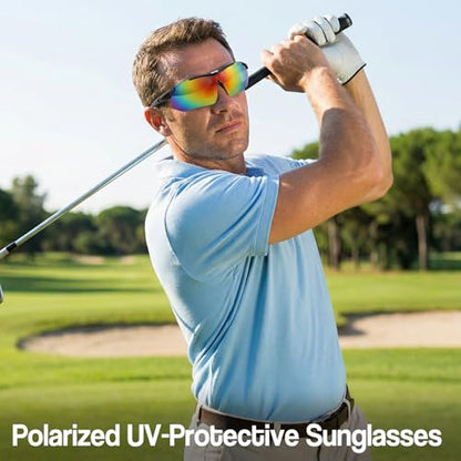 Outdoor Polarized Sunglasses for Men Women, Sports UV400 Protection Sunglasses Clip-on Wearable Head-mounted Sun Glasses with 5 Interchangeable Lenses for Cycling Fishing Traveling Driving Hiking