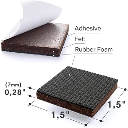 X-PROTECTOR Non Slip Furniture Pads – 24 Premium Furniture Grippers 1 1/2"! Best SelfAdhesive Rubber Feet Furniture Feet – Ideal Non Skid Furniture Pad Floor Protectors – Keep Furniture in Place! - size: 24 Square 1.5"