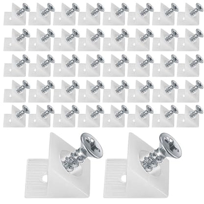 120 Pcs Drawer Bottom Support Brackets,Drawer Wedges with Screws, Fixing Mending Wedges, Angle Code Bracket Fasteners, Plastic Drawer Reinforcement Repair Kit for Furniture Sagging Drawer