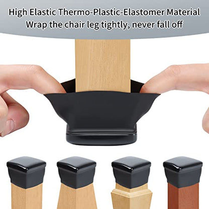 Ezprotekt Chair Leg Sliders for Carpet, 24 Pcs Square Chair Glides for Carpet, Carpet Furniture Pads Stool Leg Protectors Caps, Carpet Furniture Glides Quickly and Easily (XL Fit: 1.5" - 2") - size: XL - Black
