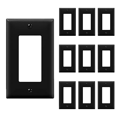 ENERLITES Decorator Light Switch or Receptacle Outlet Wall Plate, Gloss Finish, Size 1-Gang 4.50" x 2.76", Unbreakable Polycarbonate Thermoplastic, UL Listed, 8831-BK-10PCS, Black, 10 Pack - color: Black, size: Standard Size