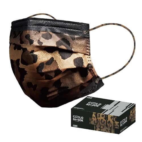 CSD Colo 30 Pcs Leopard Print Disposable Face Masks, 3 Ply Adult Mask with Elastic Ear Loop, Nose Bridge Clip, Breathable Comfortable Mask Great for Indoor, Outdoors Use (Camo) - color: Leopard Print
