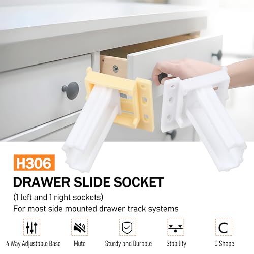 H306 Drawer Slide Socket Set,Cabinet Hardware RV Drawer Parts for 3/4” Drawer Slide Socket, 2Set - color: White
