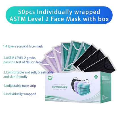 Disposable Face Mask 4-Ply for Adult, Soft Face Masks, Breathable Safety Mask… - color: Multicolor1