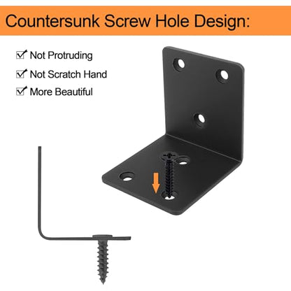 30 Pack Angle Brackets, 1.5" x 1.5" Black Heavy Duty Stainless Steel Corner Brace, L Shaped Shelf Bracket 90 Degree Corner Bracket for Wood Furniture Cabinets Shelves - size: 1.5"x1.5"(black)