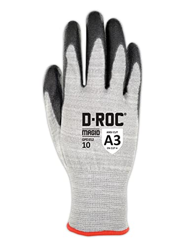 MAGID D-ROC ANSI A3 ESD Polyurethane Palm Coated Work Gloves, 1 Pair, Size 10/XL, GPD352 - size: 6/XS, style: 12 Pair